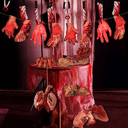 image for Lansian Halloween Blood Props Fake Scary Severed Hand Broken Body Part