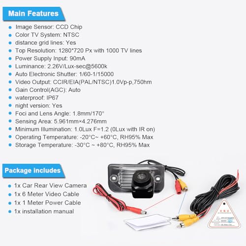 Image of Car Rear View Backup Camera Replacement for Mercedes-Benz CLK Cabriolet C209 A209 W209 200 220 240 270 280 320 350 500 55AMG 63AMG SL R230 280 300 350 600 SLR R199 Chrysler Crossfire Roadster