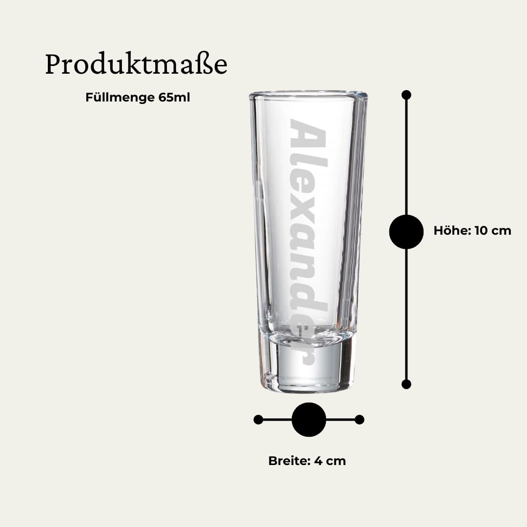 Schnapsgläser SKOL mit Gravur, Name vertikal, 6,5 cl, 60 Stück | Personalisierte Stamper, individuelle Namensgravur, Geschenk zur Hochzeit oder Geburtstag, Spülmaschinenfest