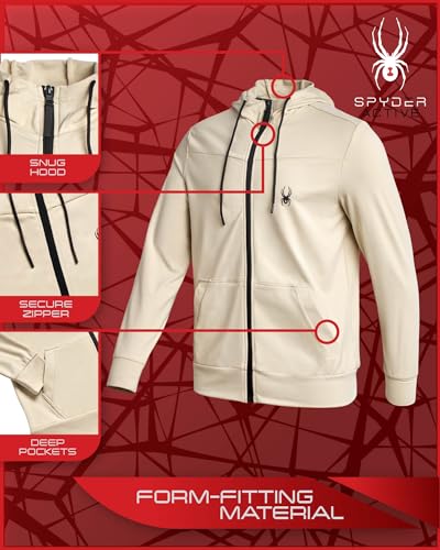 Spyder Men's Active Hoodie - Peached Super Plush Full Zip Up Hoodie Sweatshirt - Warm Outdoor Pullover Hoodies for Men (S-XL)2