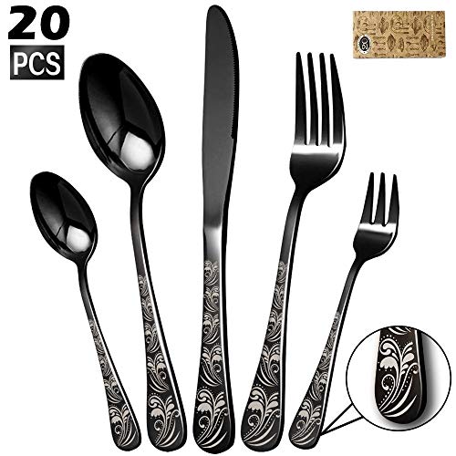 Silverware Set, Elegant Life 20-Piece Stainless Steel Flatware Cutlery Set, Knife Fork Spoon