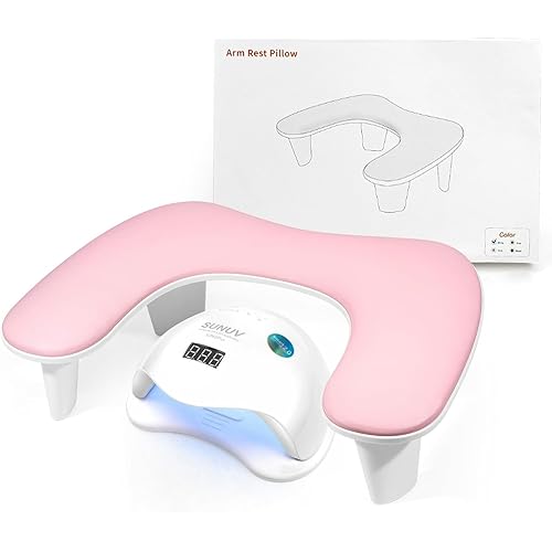 Arm Rest for Nails Tech - U-shaped Manicure Nail Hand Rest Pillow Cushion, Big Microfiber Leather Nail Arm Rest Stand for Acrylic Nail Art Tech (Pink)