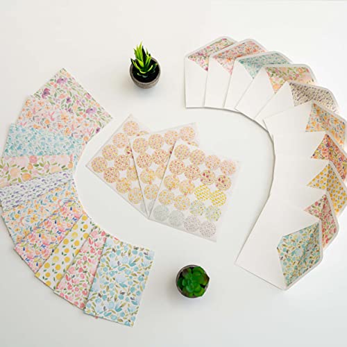 100 Plain Floral Blank Cards, 4 X 6 In Assorted Artistic Watercolor All Occasion Greeting Cards, Bulk Boxed Set Of Pretty Flower Stationary Notecards W/ Envelopes & Stickers #TOP3