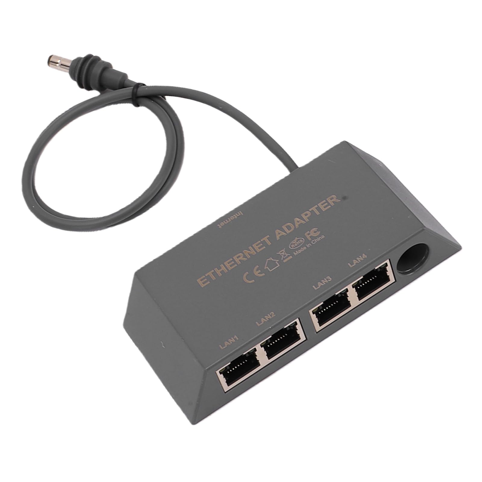 Cocoarm Adapter Gigabit Ethernet, 4-portowy Adapter Ethernet ABS z Kablem 0,5 M, Stabilna sieć Przewodowa Typu Plug and Play dla Routera RV Mini Gen 3 do Użytku w Domu, w Biurze, w Podróży
