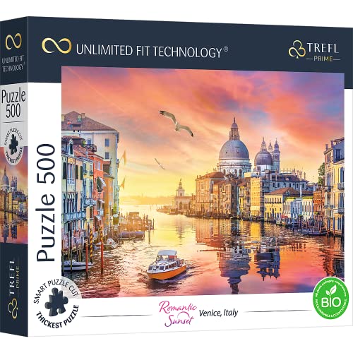 Trefl Prime - Puzzle UFT Romantic Sunset: Venice, Italy - 500 Piezas - Cartón más Grueso, Venecia, Italia, Puesta de Sol, Moderno, Entretenimiento Creativo para Adultos y niños a Partir de 10 años
