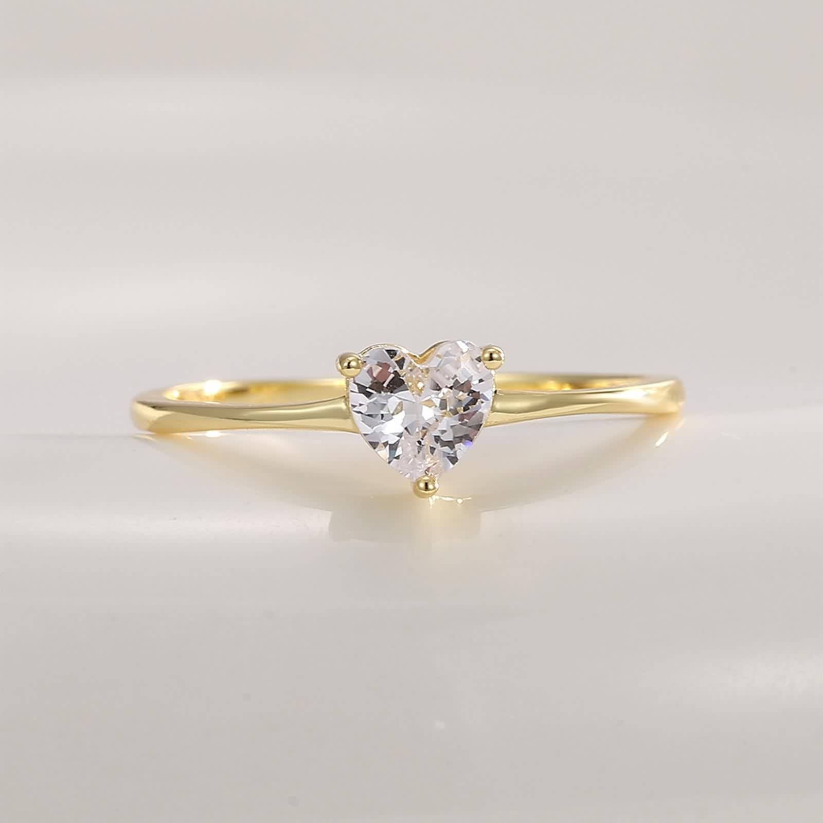 Anello Donna Cuore, Anello Eternity Moissanite Oro Giallo 9K/14K/18K Regalo Di Compleanno