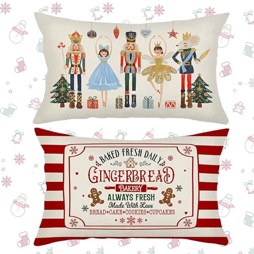 Jiahuade Fundas Cojines Navidad,2 Pcs Fundas