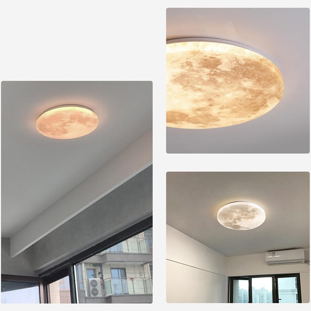 AoLa Lampada da soffitto a forma di luna moderna LED dimmerabile con telecomando Lampada da parete rotonda 3D forma di luna Lampada decorativa da parete Terra Luna Lampada da parete 3000-6500K,48CM