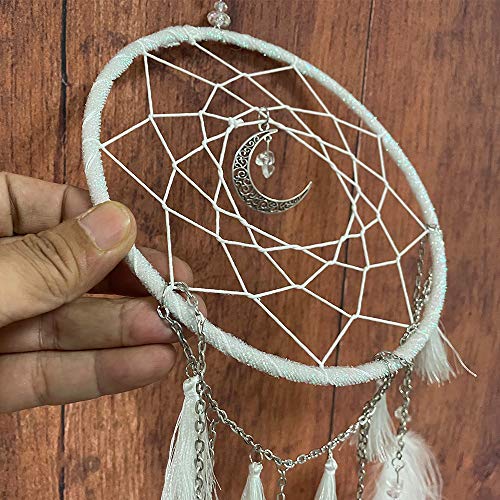 White Dream Catchers Handmade Feather Native Circular Net for Boys Girls Bedroom Wall Hanging Nursery Bedroom Decoration Blessing Gift - Image 5