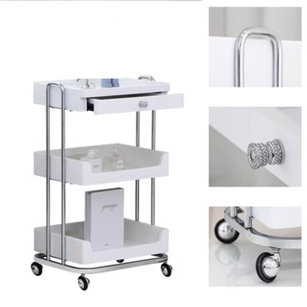 Carrello per salone di bellezza con ruote, per camera da letto, bagno e ufficio, multiuso, parrucchiere spa nizer (grigio, 50 x 38 x 85 cm)