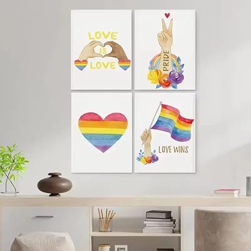 JIANGSHANDAIYOUCAIREN Corazón amor cartel impresión de lienzo pintura de arte de pared sala de estar decoración del hogar sin marco-50x70cmX4