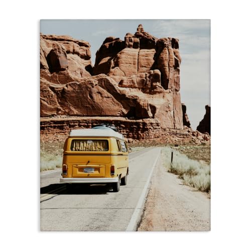 Yellow Van Canyon Desert Road, 24 x 30 Inch Canvas Wall Art