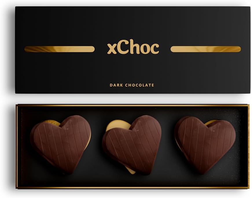 xChoc Dark Chocolate For Couples - Love Hearts to Improve Mood, Performance & Energy - Vegetarian & Gluten-Free for Men & Woman