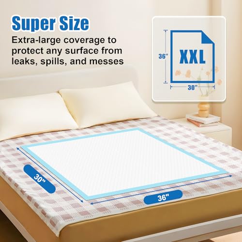 VISRIE 50 Count Disposable Beds Pads 30” x 36”, Super Absorbent Disposable Underpads, Extra Large Incontinence Pads, Leakproof Pee Pads for Adult, Kids, Pet, Puppy Training — view 5