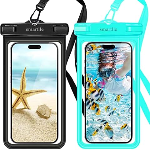 smartlle Waterproof Phone Pouch Case - 2 Pack, Cell Phone Dry Bag for iPhone 14 13 12 11 Pro Max XS Plus XR, Galaxy S23 S22 S21, IPX8 Waterproof Phone Holder for Vacation Underwater Beach Necessities Cover