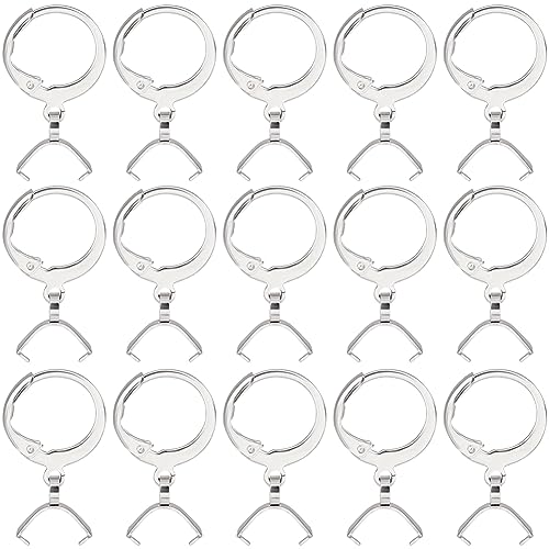 Beebeecraft 1 Box 50Pcs Clasp Earring Hooks Stainless Steel Round French Pendant Leverback Earring Findings with Bails Pin for Earrings Jewelry Making Art DIY Crafts