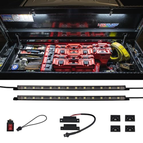 image for LEDGlow 2pc White Truck Tool Box LED Lighting Kit for Work & Utility T