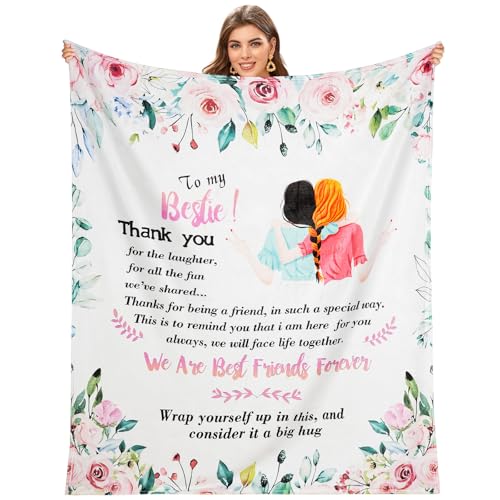 AUYAO Best Friend Throw Bed Blanket - Friendship Gifts Bestie Gifts Ideas For Women - Unique Present - 59x51