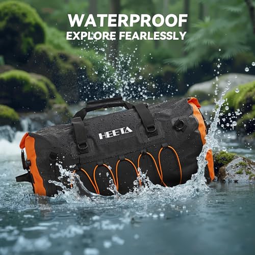 HEETA Waterproof Duffel Bag Motorcycle Dry Bag Backpack, Extra Large Rolltop Travel Duffle Bags with Straps & Handles for Kayaking Rafting Boating Canoeing Camping Gym Beach (Black, 80L) by HEETA - Image 3