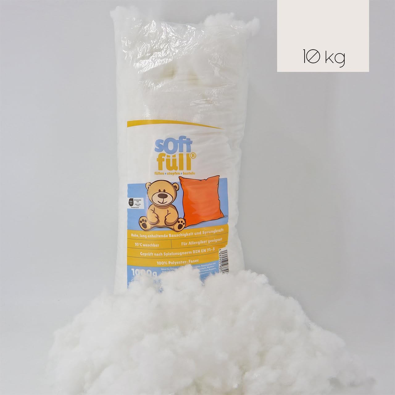 ovatta di riempimento da 10 kg | lavabile fino a 95 °C | Oekotex Standard 100 | ovatta per bricolage a norma DIN 73/1