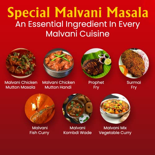 Image of SRV SPICES Special Malvani Masala | Iron Pounded Coastal Region Masala| | Authentic Seafood Masala | Made with 24 Handpicked Ingredients | 57 Years of Expertise | 1kg Pack