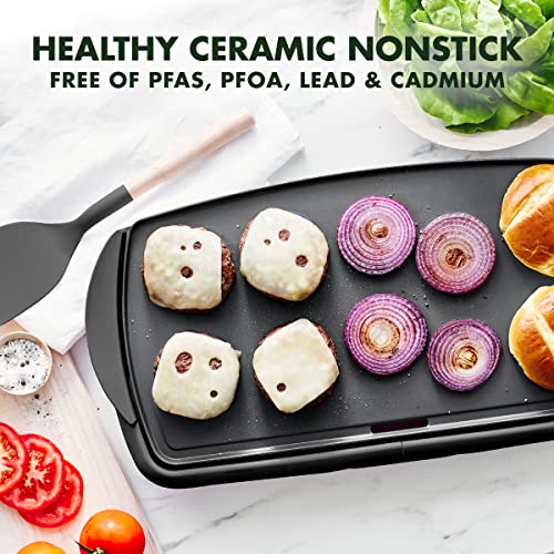 Greenpan Healthy Ceramic Nonstick, Extra Large 20" Electric Griddle For Pancakes Eggs Burgers And More, Stay Cool Handles, Removable Drip Tray, Adjustable Temperature Control, Pfas-Free, Black #TOP1