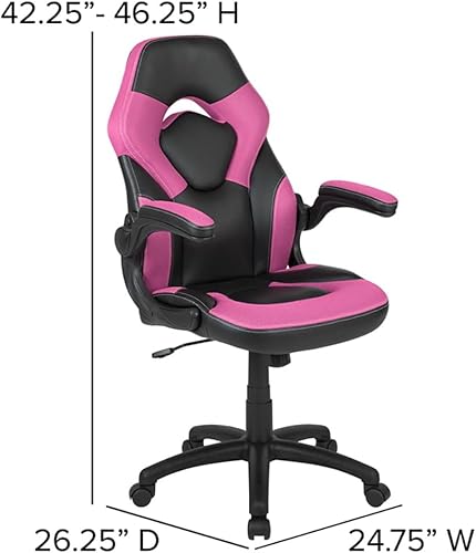 ComaaM Silla de juegos de carreras, oficina, ergonómica, para computadora, silla giratoria ajustable con brazos abatibles, LeatherSoft negro