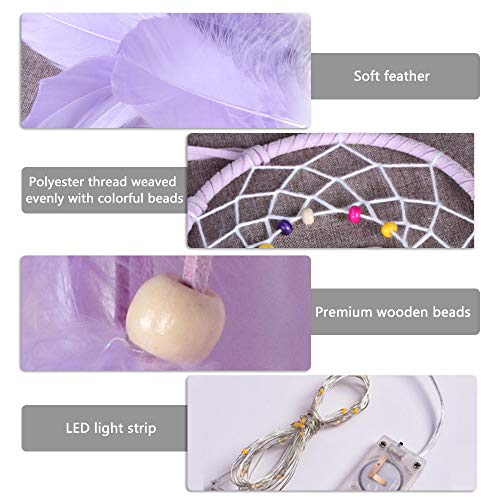 JJone Apanhador de sonhos LED feito à mão para decoração de tapeçaria com apanhador de sonhos de pen