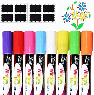Marte Vanci Erasable Liquid Chalk Markers, 8 Neon Colours Chalk Markers with 6mm Convertible Nib for Electronic Blackboards Glass Windows Mirror, Fluorescence Effect on LED Light up Board