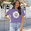 SUWATOIN Daisy T Shirts for Women Flower Graphic Shirt Faith Inspirational Tshirt Basic Tees Tops Purple #2