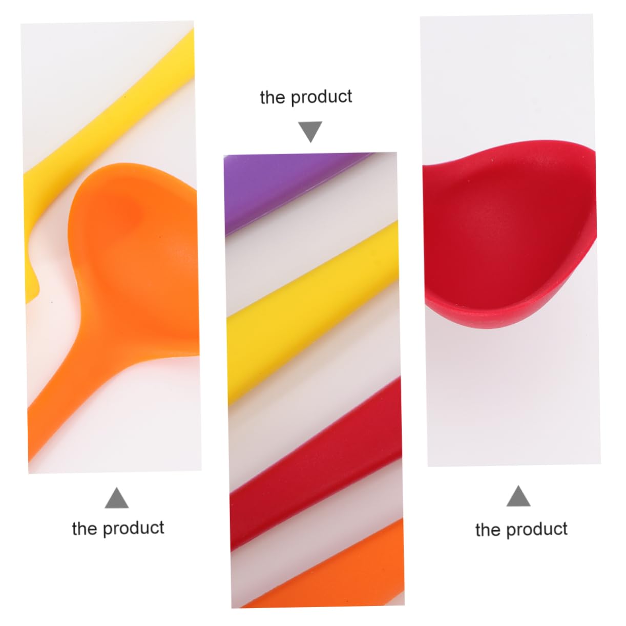 FUNOMOCYA 4pcs Soup Spoon Set Non-Stick Ladles Slotted Design Heat-Resistant Silicone Cooking Utensils Soup Ware Kitchen Accessories Random Color
