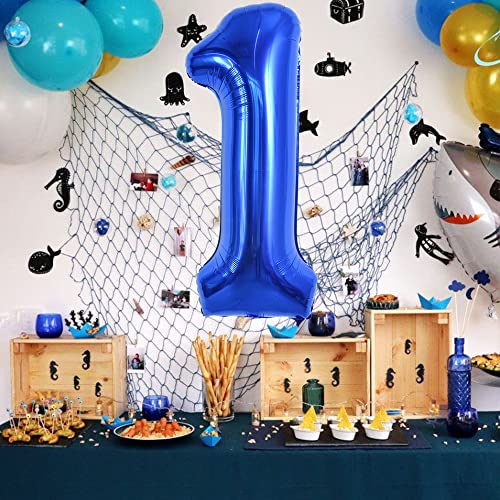 Image of TONIFUL 40 Inch Navy Blue Number 1 Balloons Large Foil 1st Birthday Decor | Deep Blue 1 Balloon Number One for 1st 10th 11th 21st 31st Birthday 1st Anniversary, Navy Blue Party Decor for Men Boys