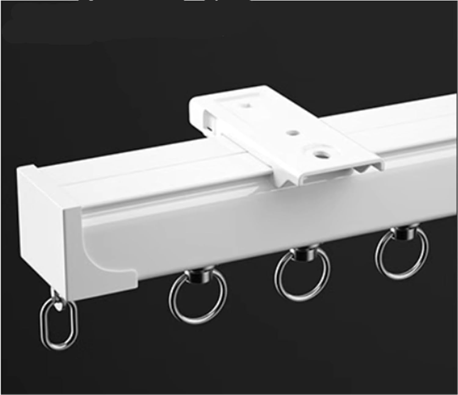 Heavy Duty Single/Double -Ceiling/Wall Track Curtain Rods, Aluminum Alloy Curtain Rails, Ceiling Track, Wall Track, Bed Room Bay Windows(White-S-Ceiling Mount,1.5m)