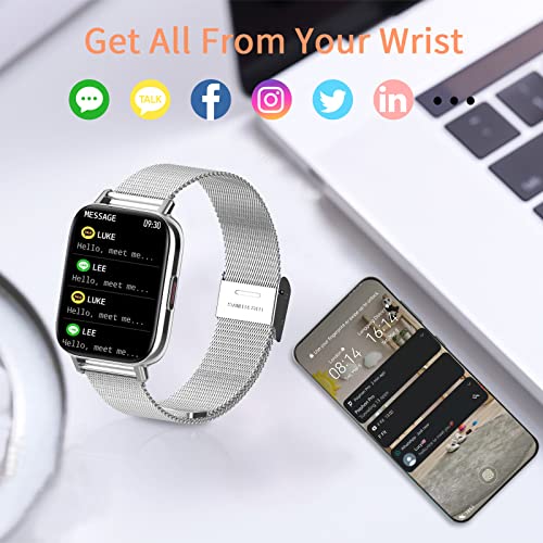 Smart Watch(Bluetooth Answer And Make Call),1.69" Sports Smartwatch For Android Ios Phones Ip67 Waterproof Men Women Fitness Tracker Watches With Blood Oxygen Heart Rate Sleep Monitor (Silver+Grey) #TOP2