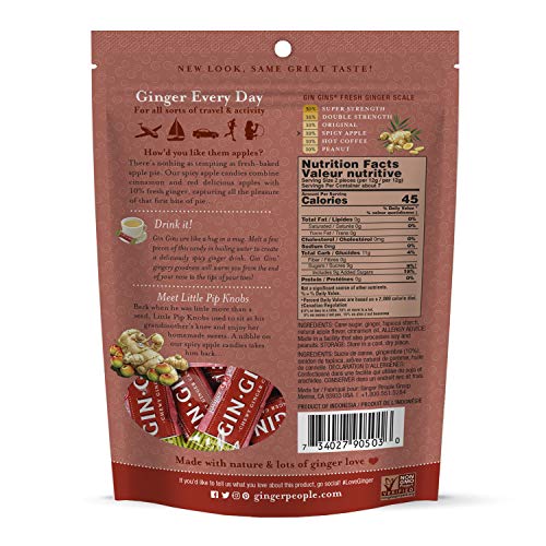 Gin Gins Spicy Apple Ginger Chews By The Ginger People – Individually Wrapped Healthy Candy – 3 Oz Bags – Pack Of 12 #TOP1