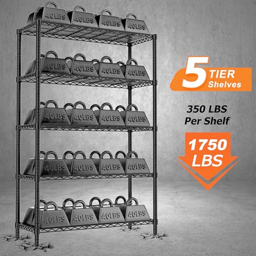 Image of ROOMTEC 5-Tier Wire Shelving Unit,36 inch W*14 inch D*72 inch H, Max Load 1750LBS