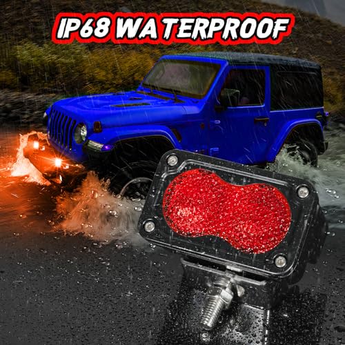 Image of 3 Inch LED Pod Lights Red Yellow Rear Fog LED Light Bar | Waterproof Auxiliary LED Cube Light Hunting Fishing Emergency Signal Work Lights for Truck UTV Pickup Motorcycle Boat