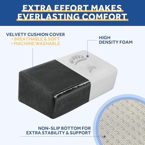 16" WANTELL Adjustable Ergonomic Foot Rest w/ Washable Cover (Black) - image 7