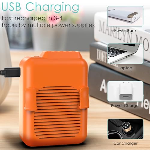 Mini ventilador de cintura portátil de 6000 mAh con 3 velocidades ajustables 5
