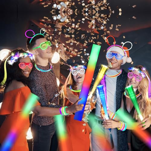 70 Packs LED Glasses 5 Neon Colors glow in the dark party supplies Favor for Kids Adult Glow sticks Light Up Glasses fit Holiday Birthday Valentine's Day and Halloween Party Supplies Cosplay Christmas by FathiSooc - Used condition - Image 7