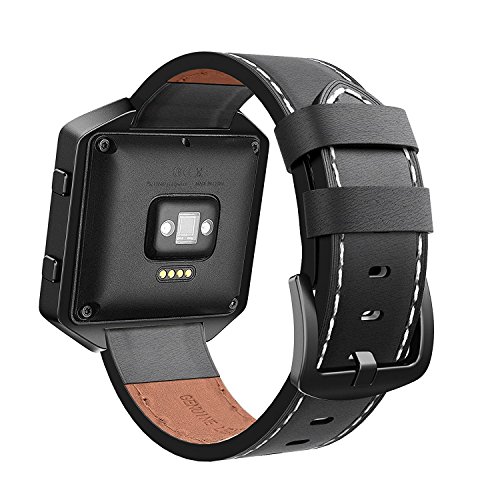 (Small:13cm - 18cm , Black+Brown) - Andyou para ajustes fitbit Blaze Bands Leather with Frame Small