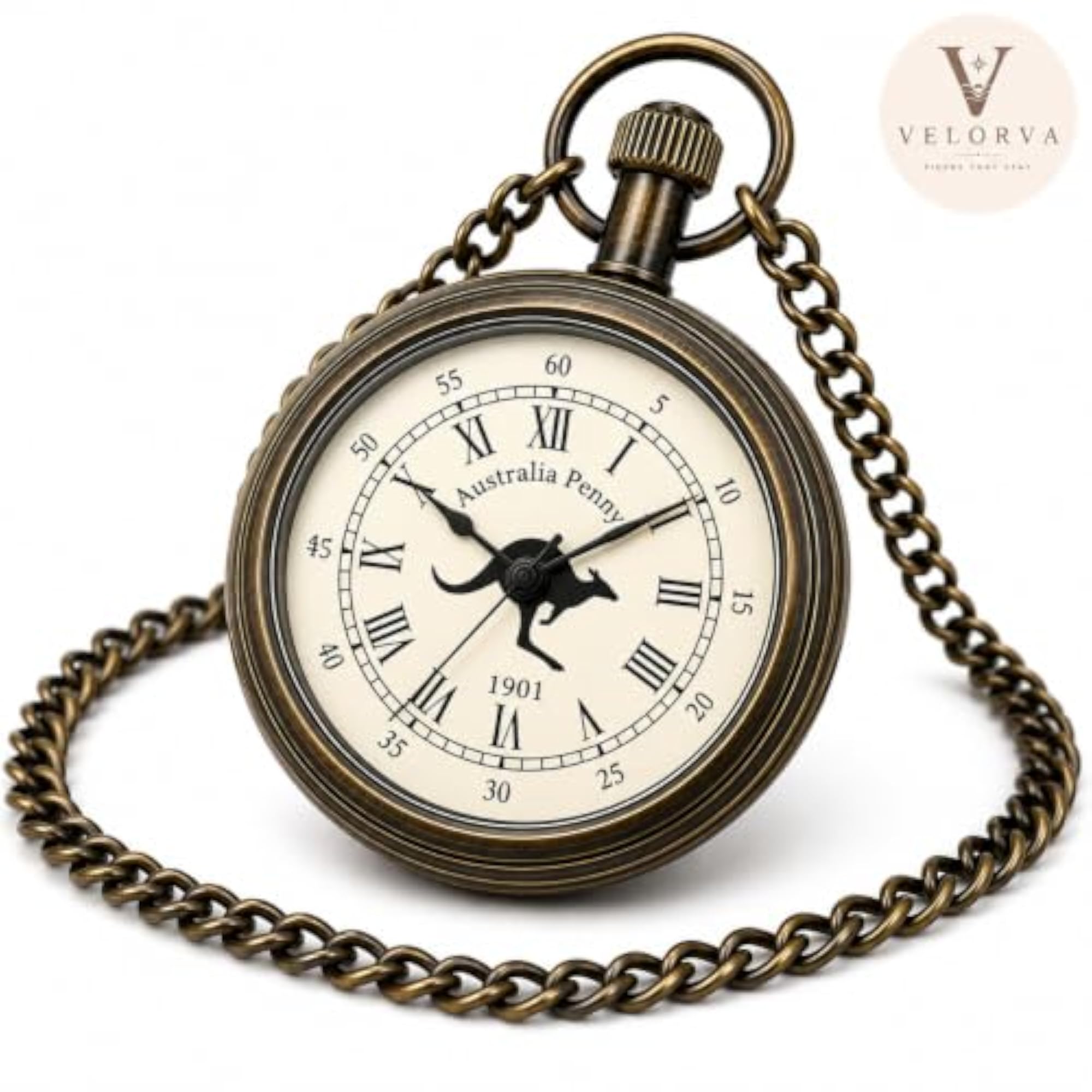 Vintage Australia Penny Pocket Watch with Chain