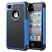 iPhone 4 Case, iPhone 4S Case,UARMOR Hybrid Dual Layer Protective Case Cover with Hard Plastic and Soft Silicone for iPhone 4S & iPhone 4 - Black+Blue