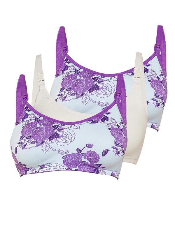 Image of Inner Sense Organic Cotton Bamboo Nursing Bra for Women I Non Padded Feeding Bra with Keyhole Back Design I Wire Free Maternity Innerwear with Full Coverage