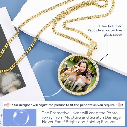 YIMERAIRE Custom Necklace Picture Medium Pendant Necklace Iced Out Picture Chain for Men Personalized Photo Necklaces for Women3