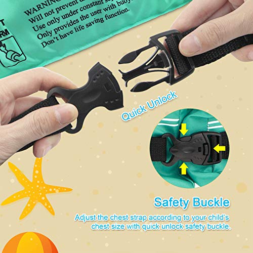 Faxpot Kids Swim Life Jacket, Toddler Swim Vest with Arm Wings, Foldable Swim Training Aids for Boys Girls