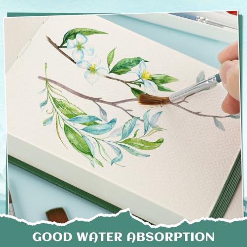 Caderno de aquarela de 40 folhas, 10 x 15 cm, 63 kg/300 g/m², papel aquarela prensado a frio, para p
