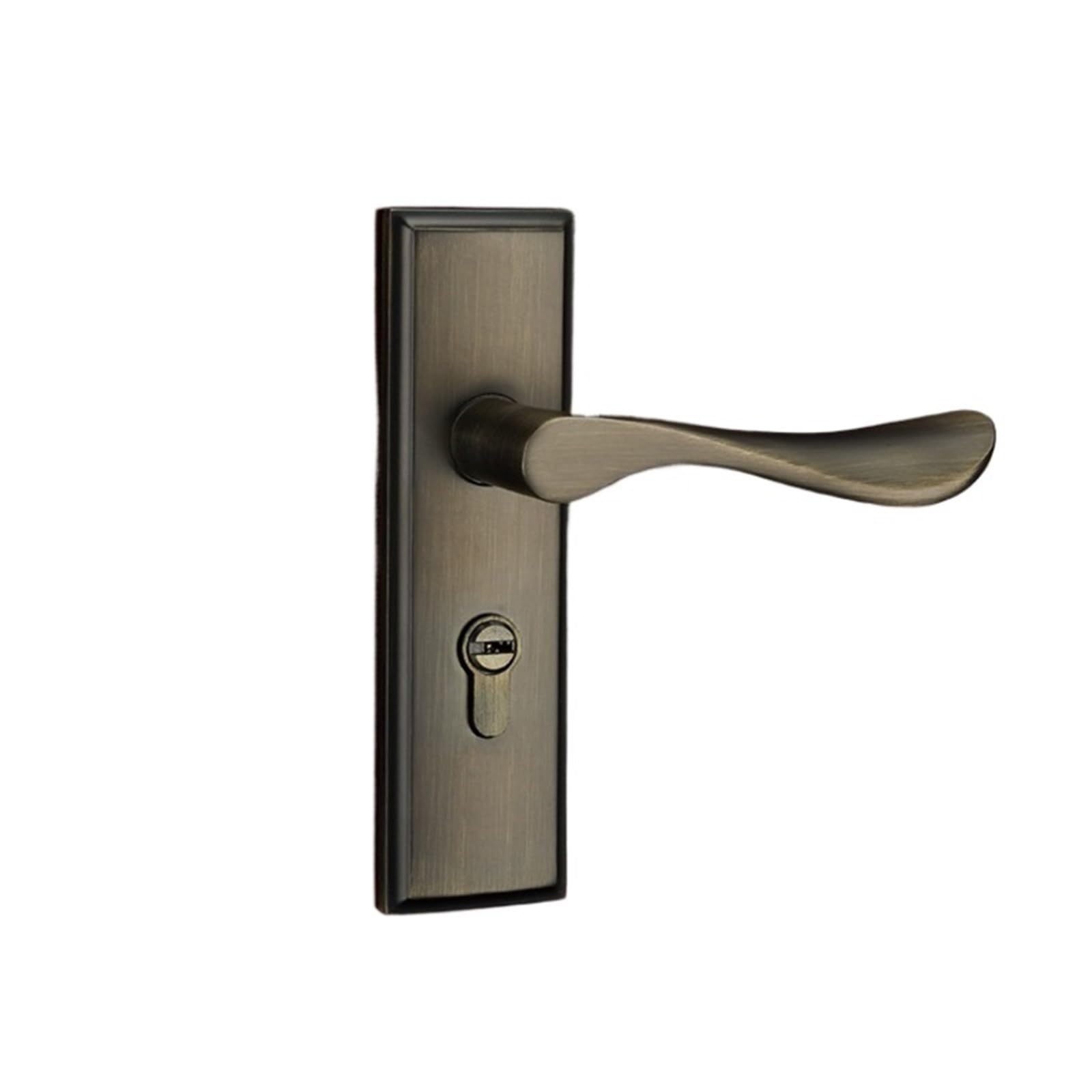 Serrure de porte en bronze vert avec poignée et pêne unique pour l'intérieur