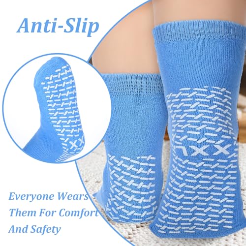 JIEYAO 6 Pairs XX-Large Hospital Non-Slip Socks, Non-Skid Slipper Socks Soft Gripper Socks for Women Men Home Hospital2