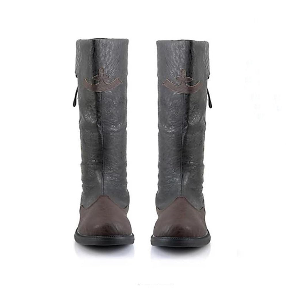 Stivali Da Cavaliere Cosplay Stivali Da Neve Medievali Retrò in Pelle PU Con Lacci Scarpe Da Pirata Vichinghe Con Gambale Lungo per Eventi